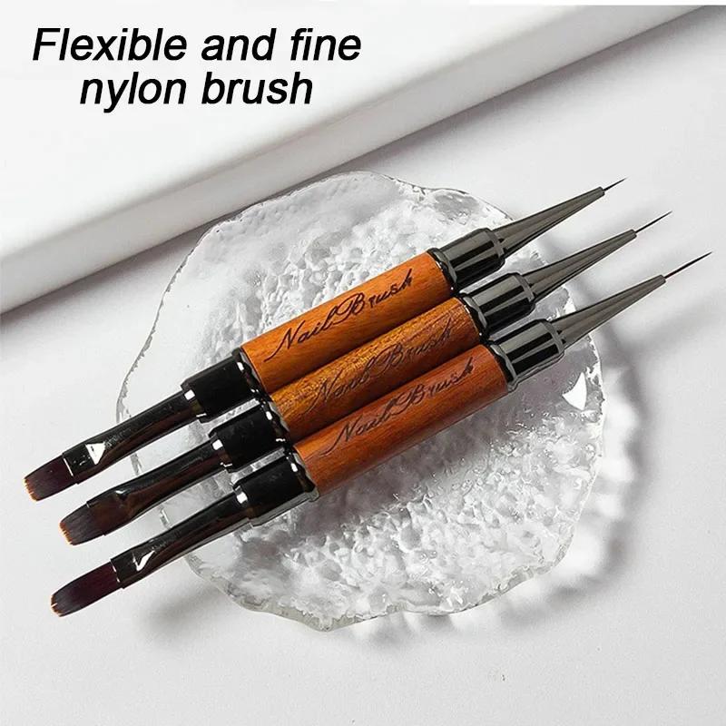 Nouveau Pinceau à ongles double embout 1 pièce, Pinceau de manucure fin pour gel de construction, dé