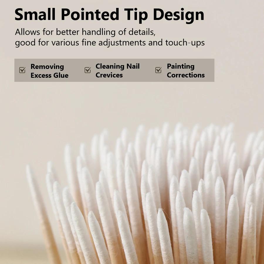 Coton-tige à Double extrémité, 100 pièces, pointes fines pour Nail Art, maquillage, Eyeliner, Correc