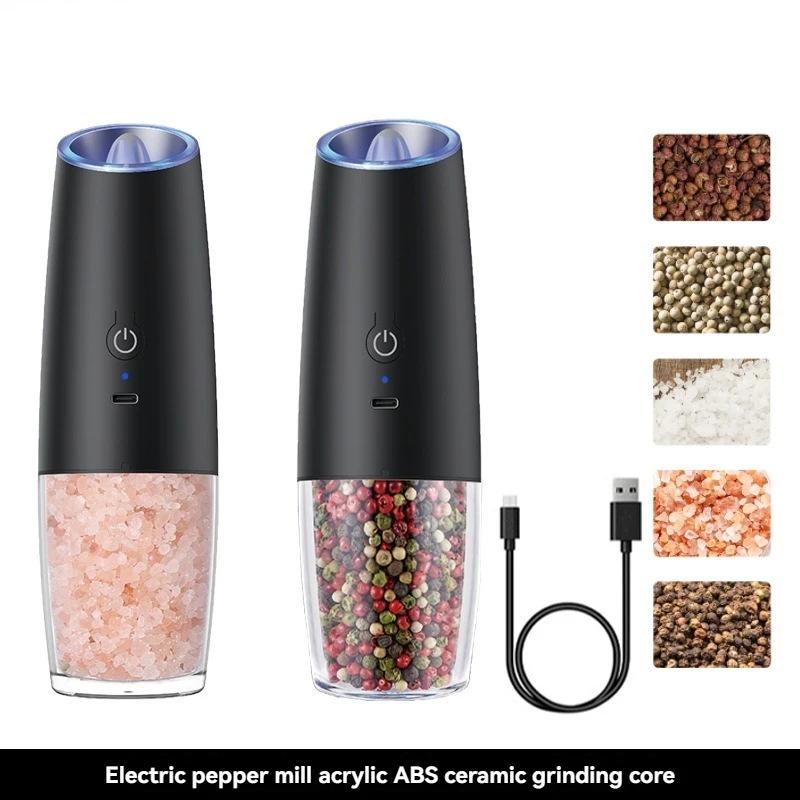 Moulin à poivre électrique 2 pièces, moulin à sel et à poivre, Rechargeable par USB, grossièreté rég