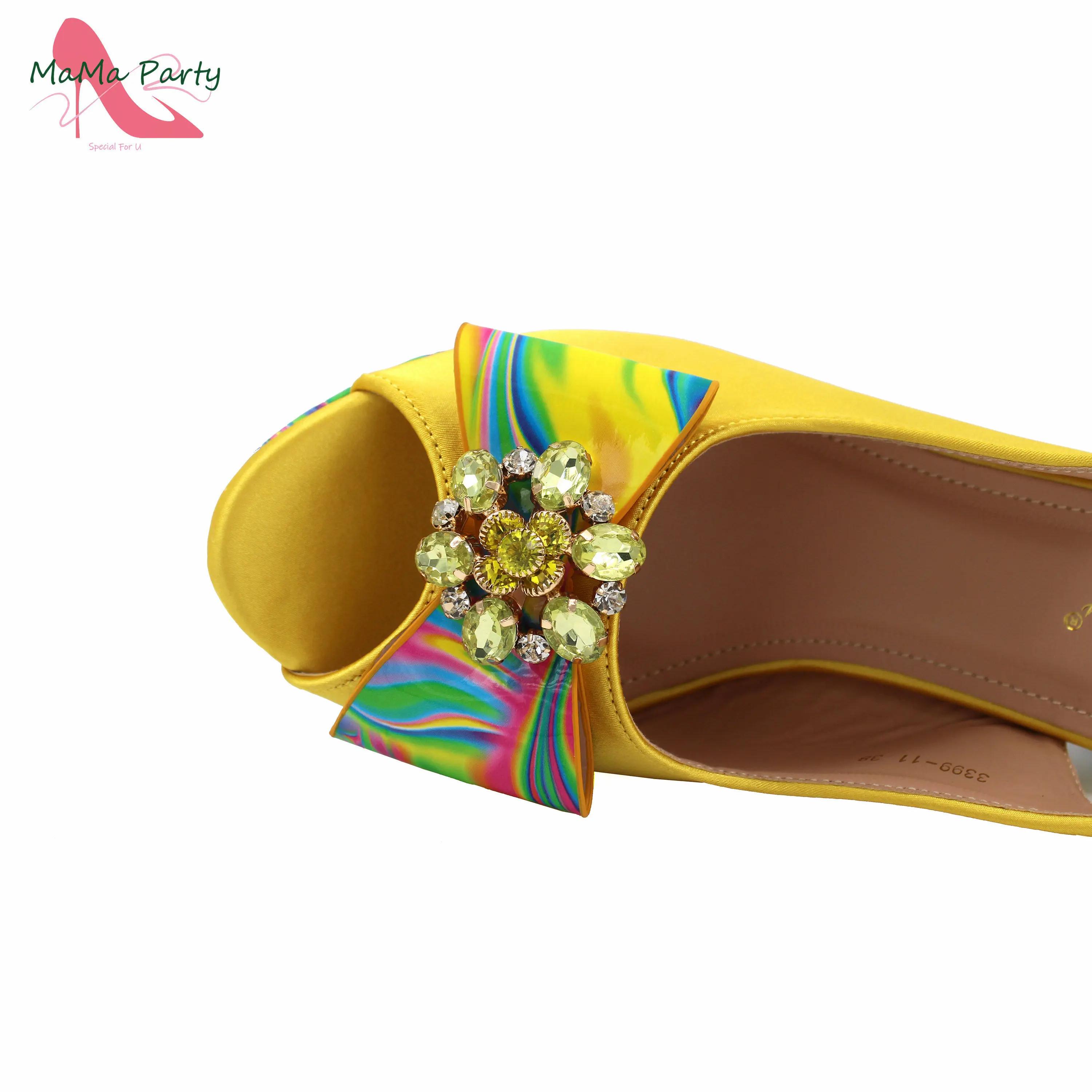 Chaussures Italiennes et Sac à Talons Super Hauts pour Femme, Sandales Africaines Jaunes pour ixde M