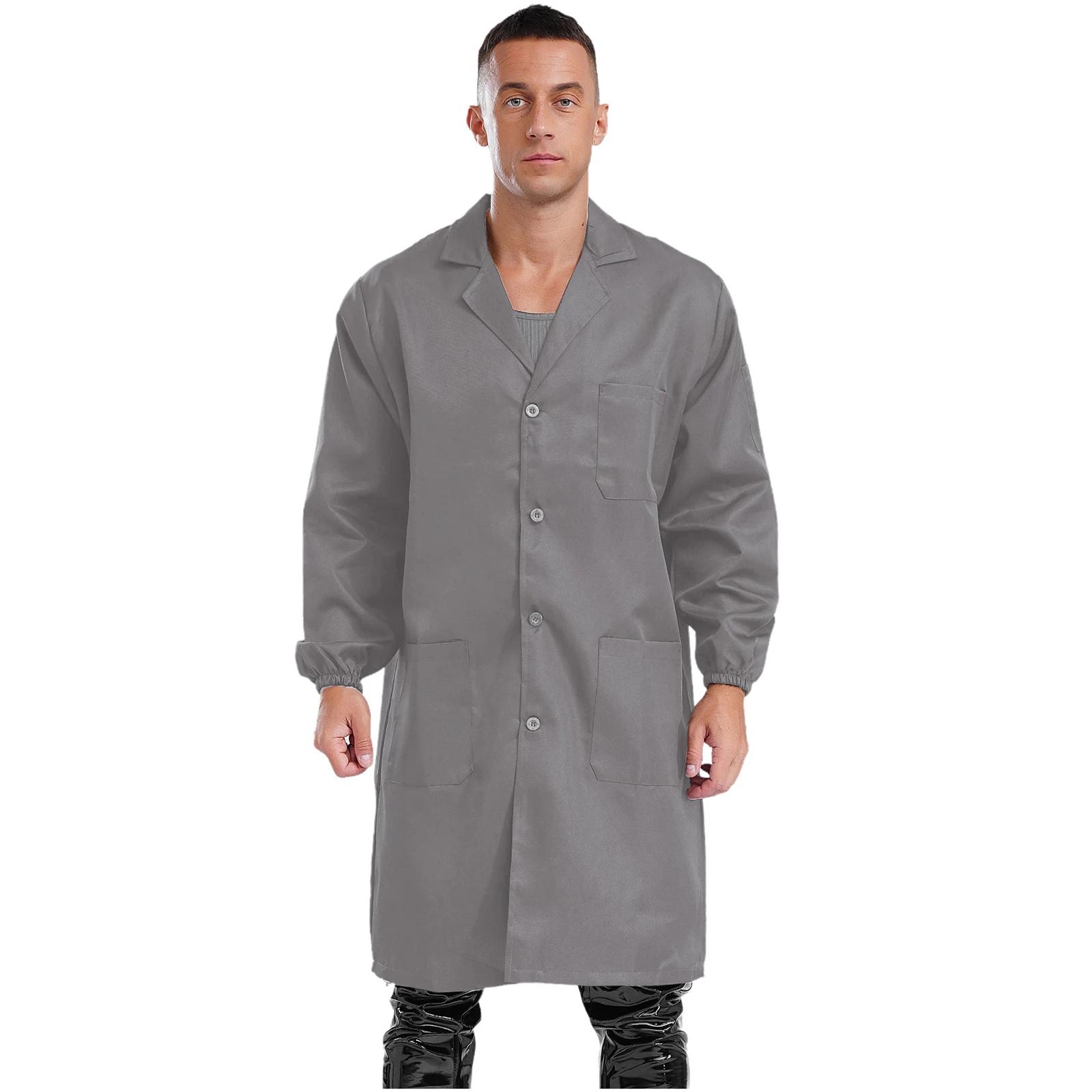Vêtements de travail unisexes à simple boutonnage, robe de type adt, manches longues, poches solides