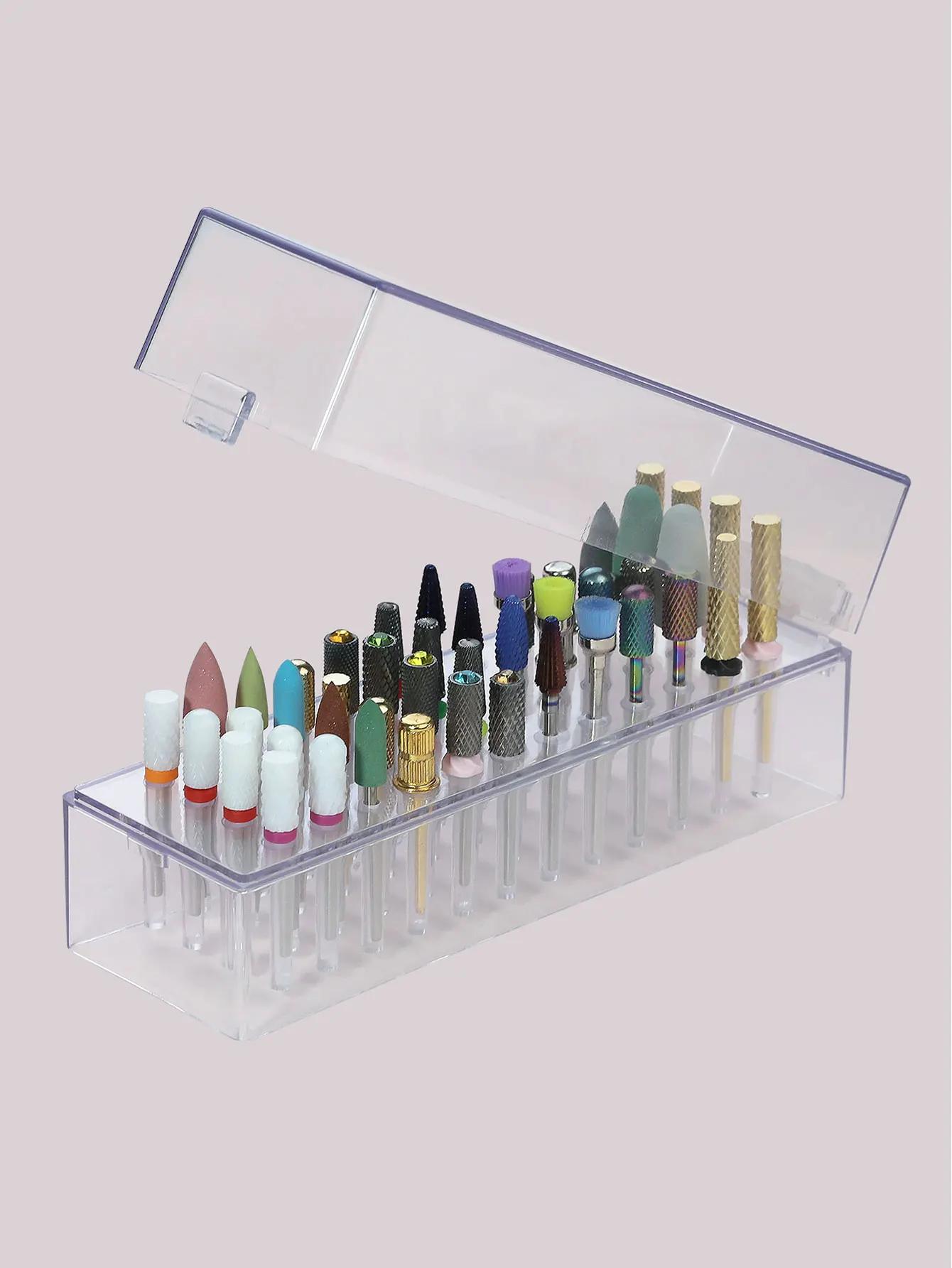 Boîte de rangement transparente pour forets à ongles, 48 trous, boîte transparente vide, présentoir