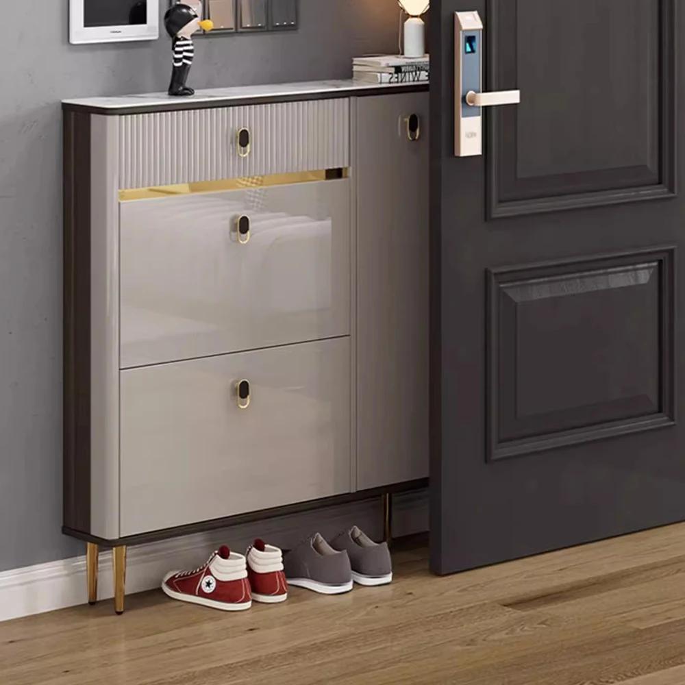 Tiroirs blancs étagère étagère à Chaussures 3 couches étroit permettant de gagner de l'espace Armoir