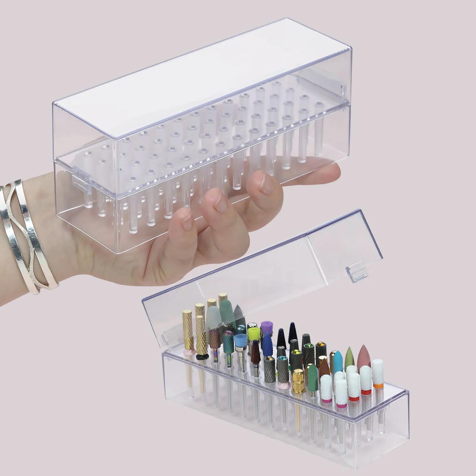 Boîte de rangement transparente pour forets à ongles, 48 trous, boîte transparente vide, présentoir