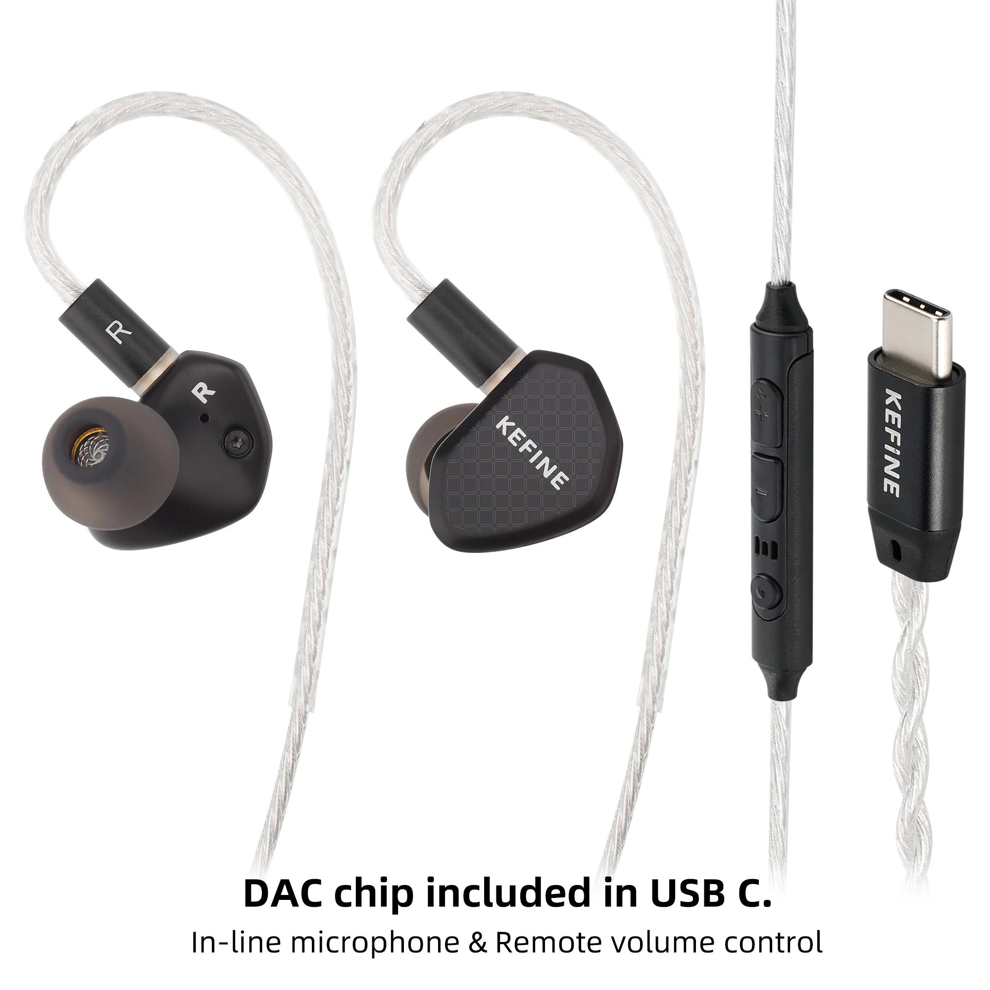 Écouteurs intra-auriculaires Hi-Fi Kefine-Klean avec diaphragme dynamique DLC de 10 mm, embouts et c