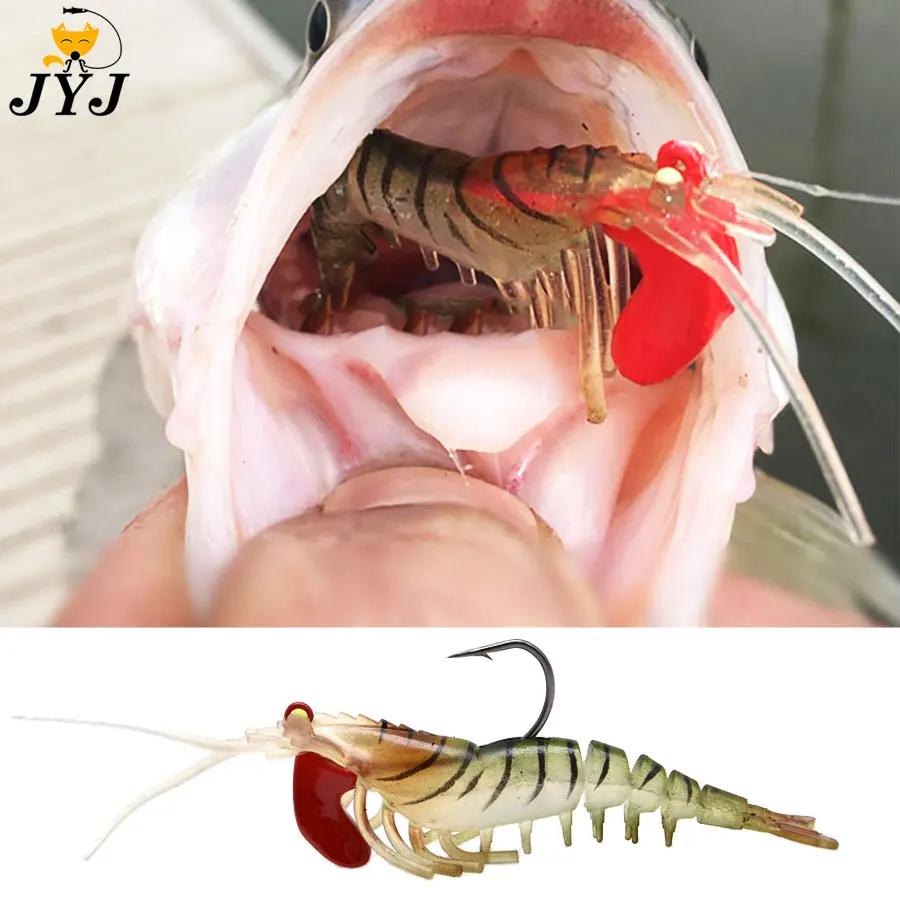 JYJ leurres de crevettes souples pêche en mer avec crevettes lumineuses appât souple perche 7g 12g18