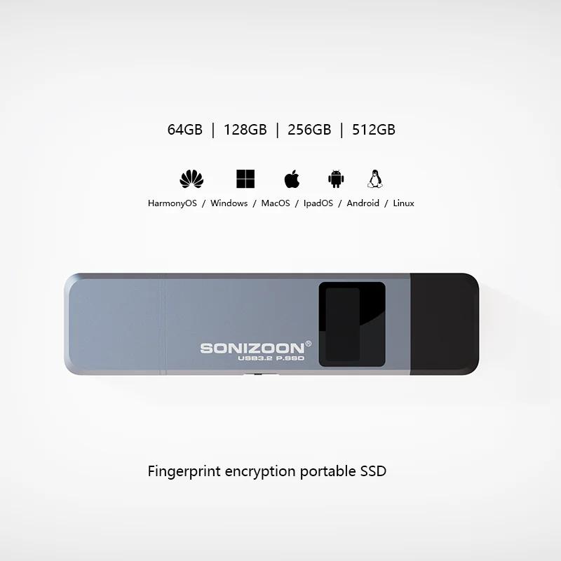 Cryptage d'empreintes digitales SSD Portable 128/256/512GBWrite fonction de Protection clé USB à sem