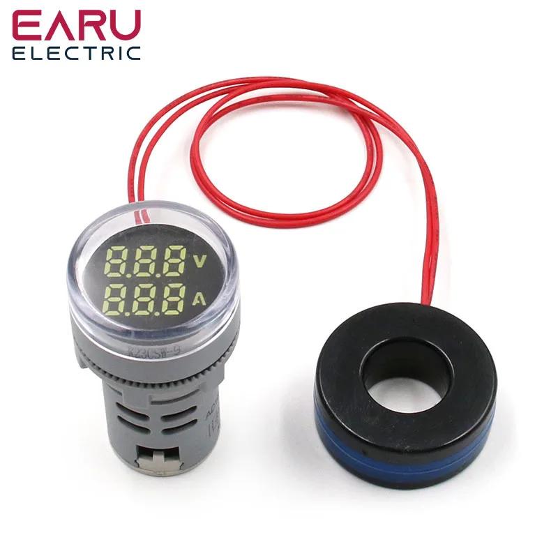 Mini Voltmètre Numérique Rond de 22mm, AC 20-500V, 0-100A, Ampèremètre, Testeur de Tension, Indicate