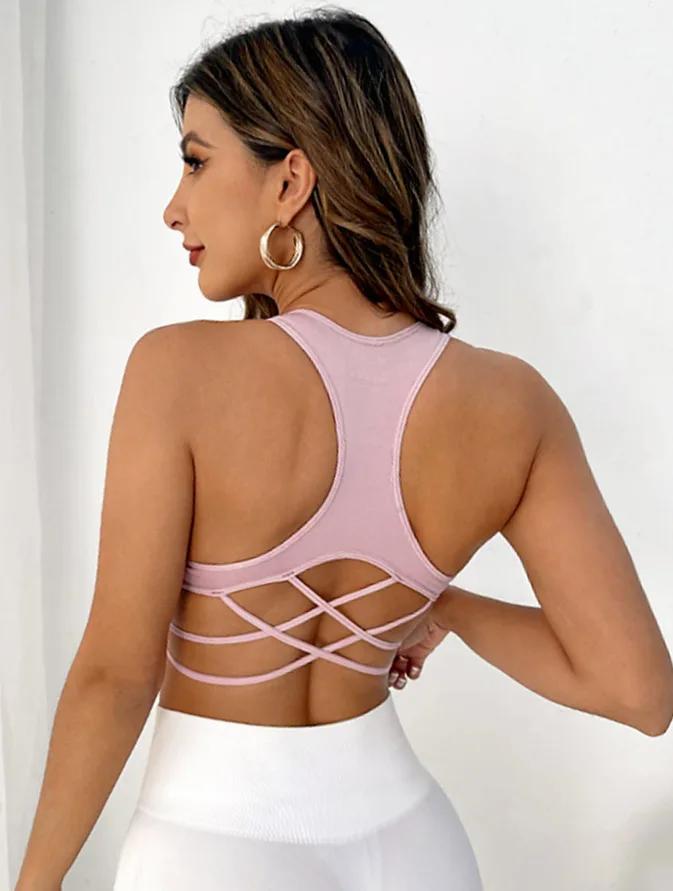 Soutien-gorge sport respirant sans coutures antichoc - Top fitness yoga push-up femmes entraînement gymnastique