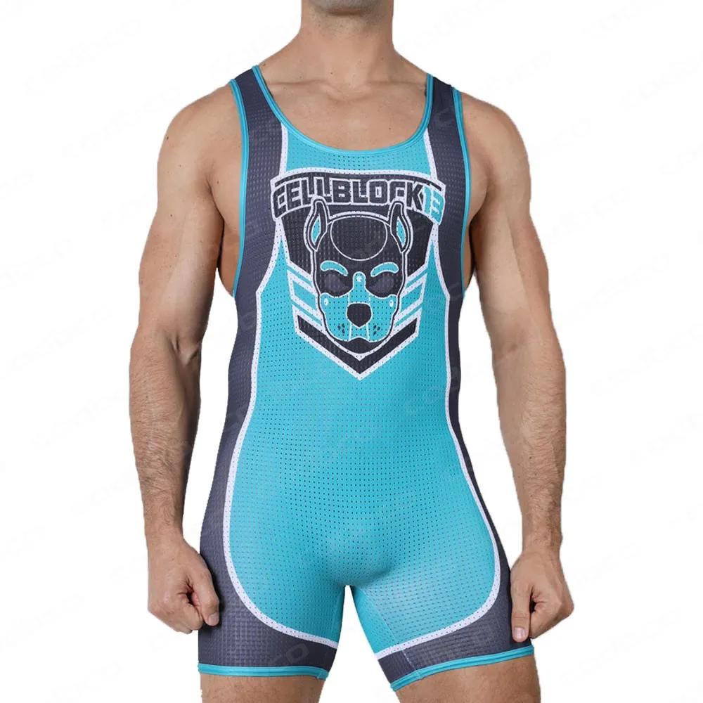 Costume de lutte singlet homme sans manches - Tenue powerlifting triathlon contrôle ventre