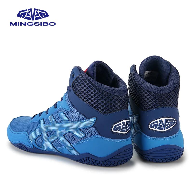 Original MINGSIBO mi coupe bleu baskets de boxe unisexe respirant lutte chaussures de combat vêtemen