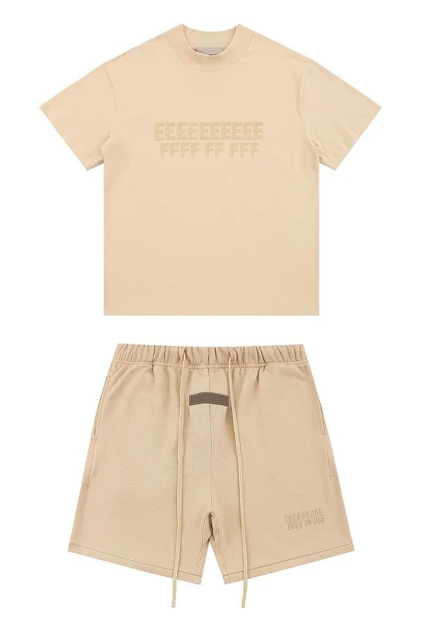 Ensemble classique de t-shirts et shorts d'été de haute qualité avec imprimé lettres double ligne, 1