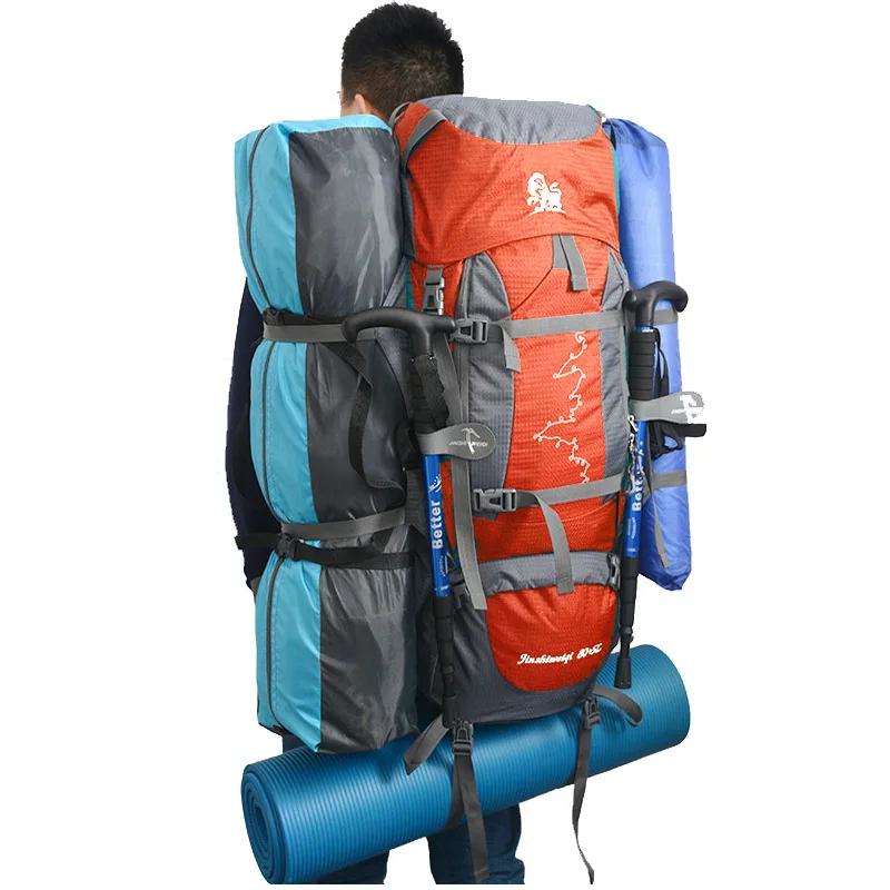 Nouveau Grand sac à dos de tente pratique extérieure 80L avec cadre en métal sac à dos de Camping de