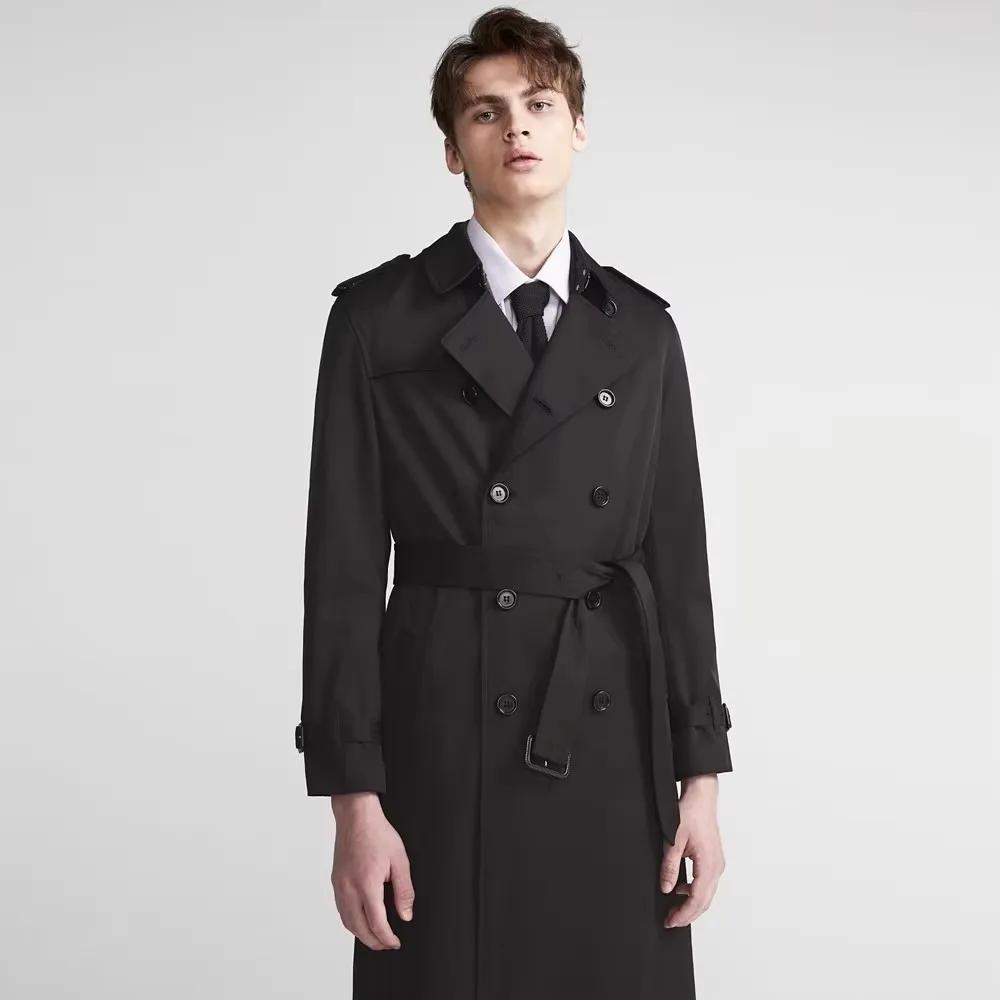 Mauroicardi printemps automne Long Chic kaki Trench manteau hommes ceinture Double boutonnage élégan