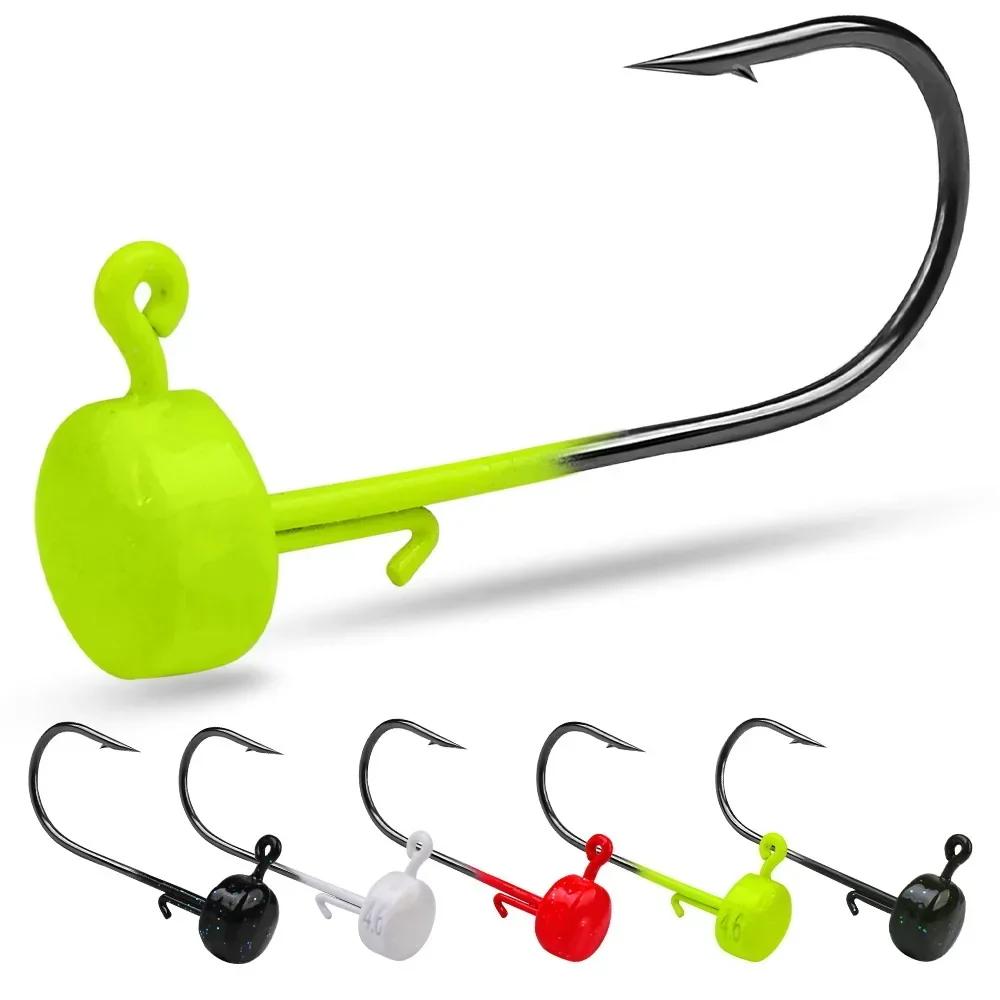5 pièces hameçons de pêche 2.8g 3.5g 4.6g 7g Ned tête de champignon gabarit crochet barbelé pointu p