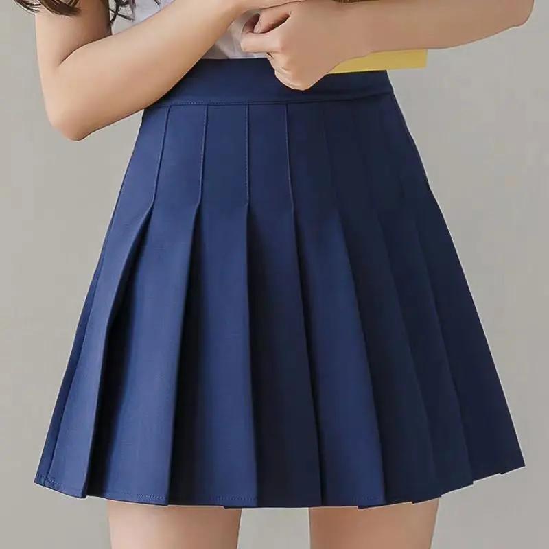 Jupe plissée taille haute style preppy pour femmes, mini jupe trapèze écolière, uniforme JK, jupe pa