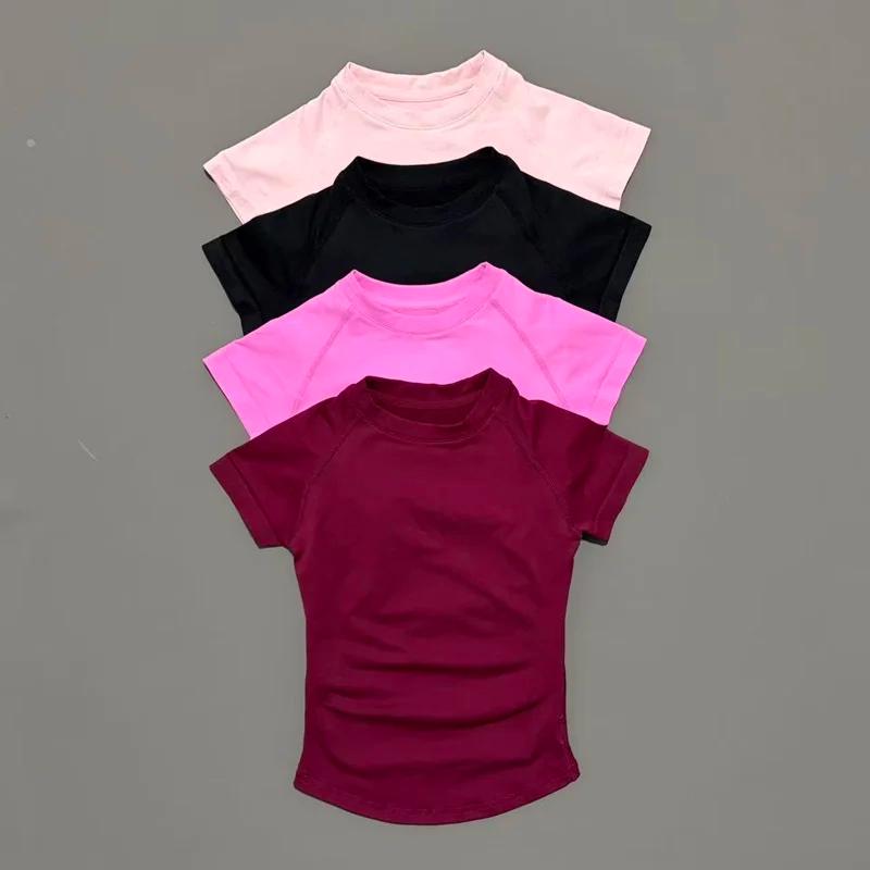 Haut de sport à manches courtes pour femme, t-shirt de course, débardeur respirant à col rond pour l