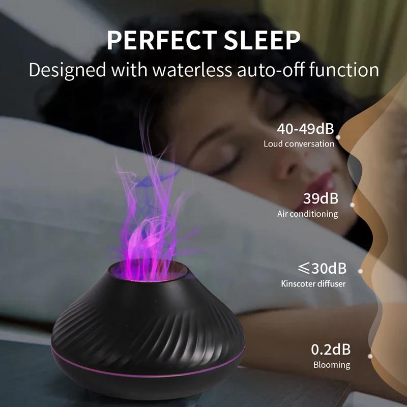 KINSCOTER diffuseur d'arôme volcanique lampe à huile essentielle 130ml USB humidificateur d'air Port