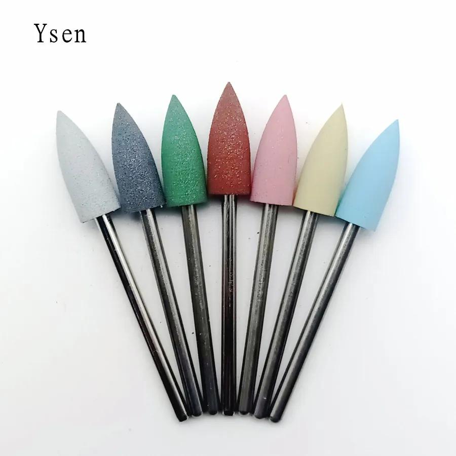 Tête Cuspidal 7 couleurs, tampon à ongles en caoutchouc et carbure de silicium, Machine de manucure