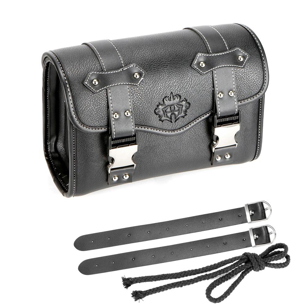 Sacoches de moto universelles, sac de fourche, pochette de bagage en cuir PU, sac à outils latéral,