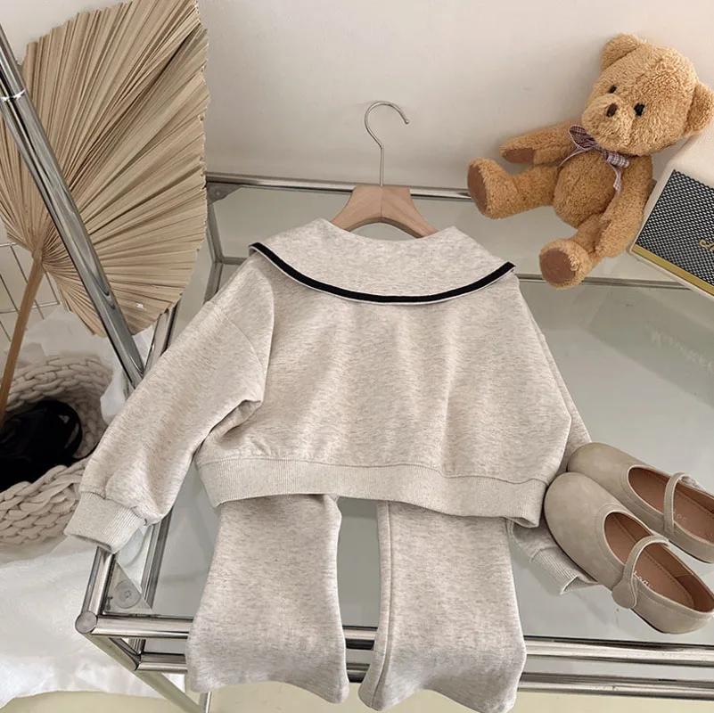 Humor Bear – ensemble deux pièces pour filles, mode coréenne, col de poupée, sweat à capuche à manch
