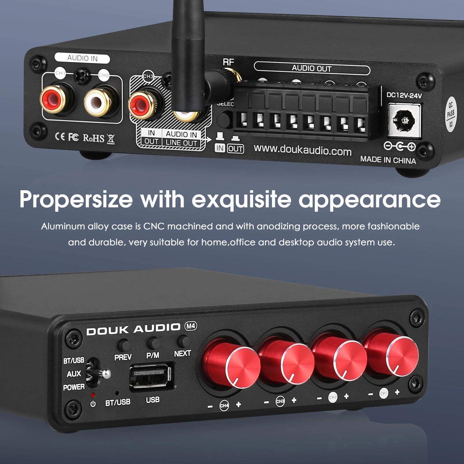 Douk – amplificateur numérique M4 Mini 2/4 canaux, Bluetooth 5.0, récepteur Audio stéréo, lecteur de