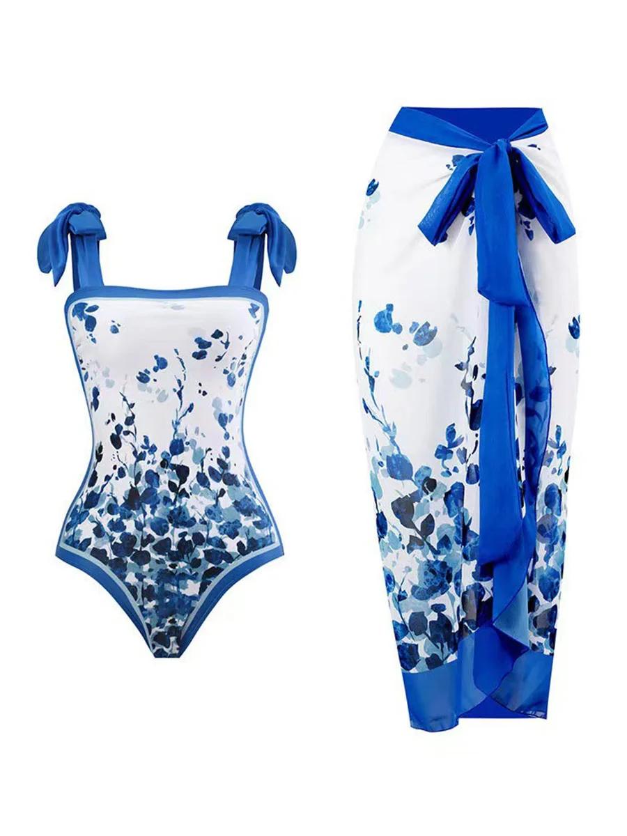 Maillot de bain une pièce 2026 avec jupe échancrée et rembourrage, sexy, pour femme, tenue de plage