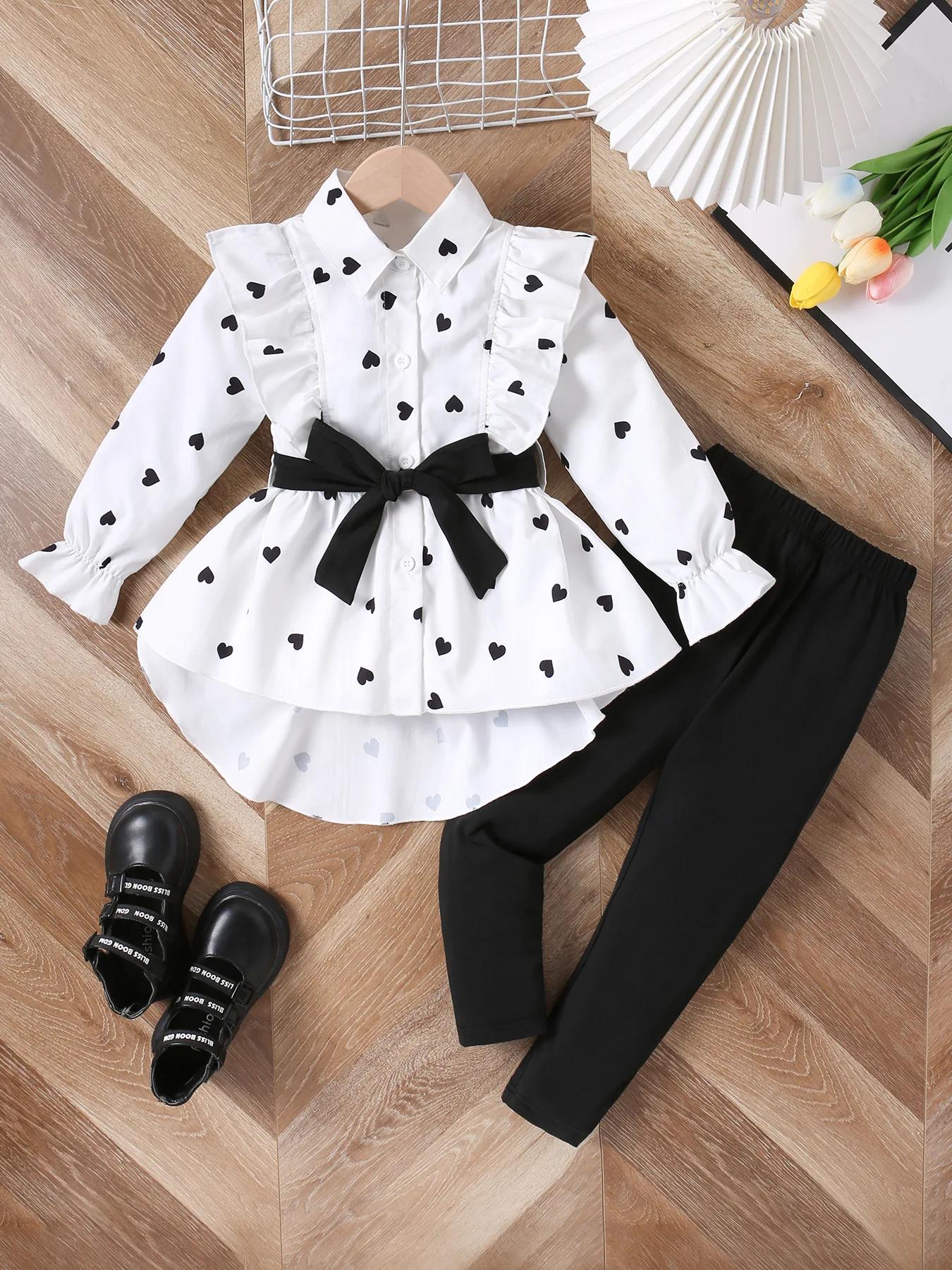 Ensembles de vêtements pour filles printemps-automne, nouvelle mode, chemise + bas, 2 pièces, costum