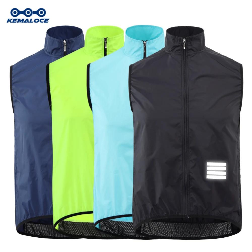 KEMALOCE-Gilet de cyclisme bleu marine pour homme, 2023 fibre, noir, léger, extérieur, coupe-vent, s