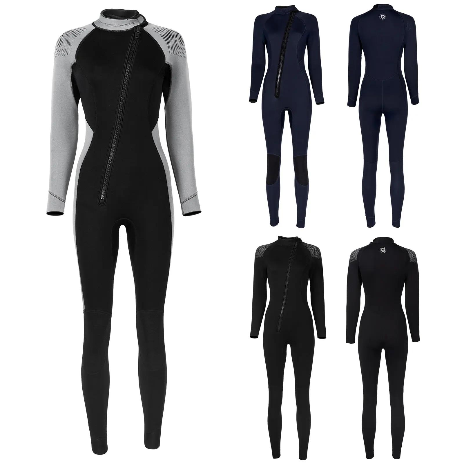 Combinaison thermique une pièce en néoprène pour femmes, 3mm, col montant, manches longues, fermetur