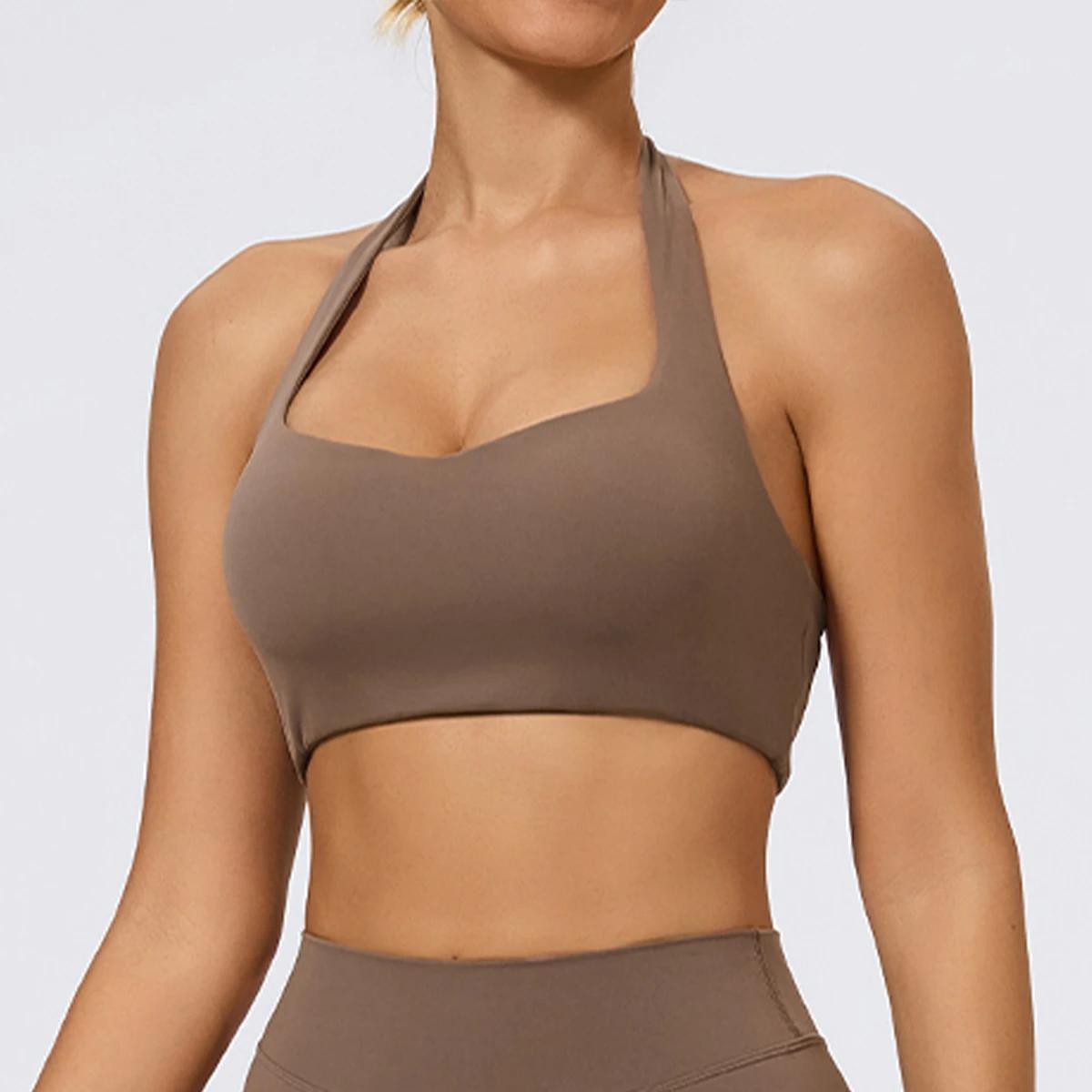 Hearuisavy Soutien-gorge de sport respirant pour femme, dos ouvert, ajouré, haut de yoga et de fitne