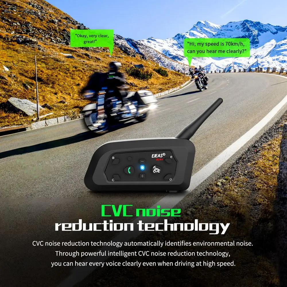 EJEAS V6 PRO Moto Casque Casque Bluetooth Interphone Communicateur 800M Pour 2 Coureurs IP65 Étanche