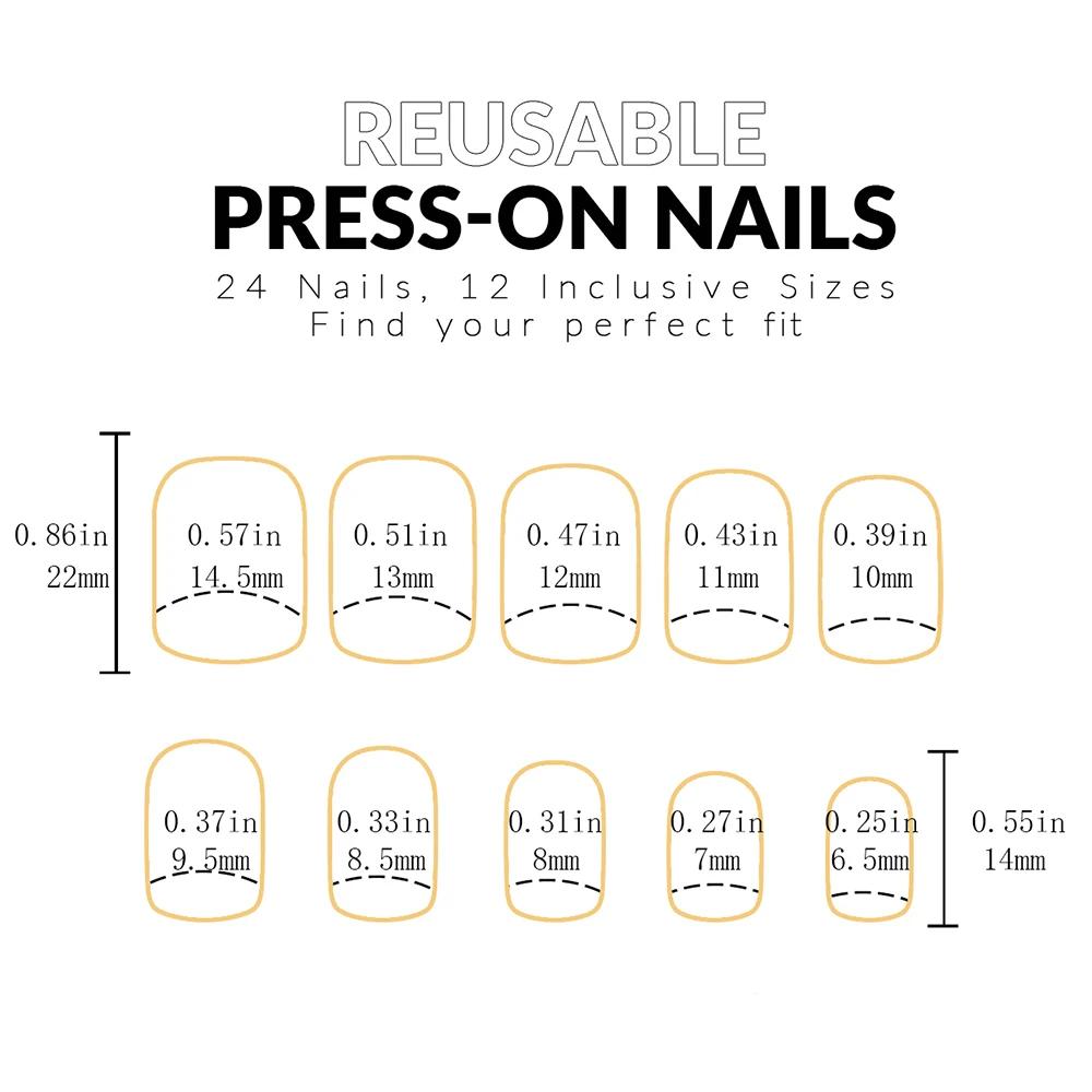 ARTAUG 24 pièces presse sur ongles moyen blanc carré presse sur ongles doux presse sur ongles coréen