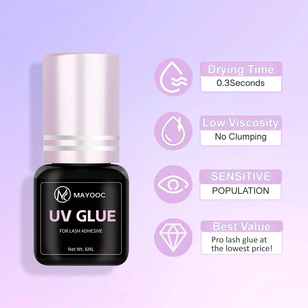 MAYOOC UV colle à cils adhésive Extensions de cils 0.1S séchage rapide forte colle d'extension de fa