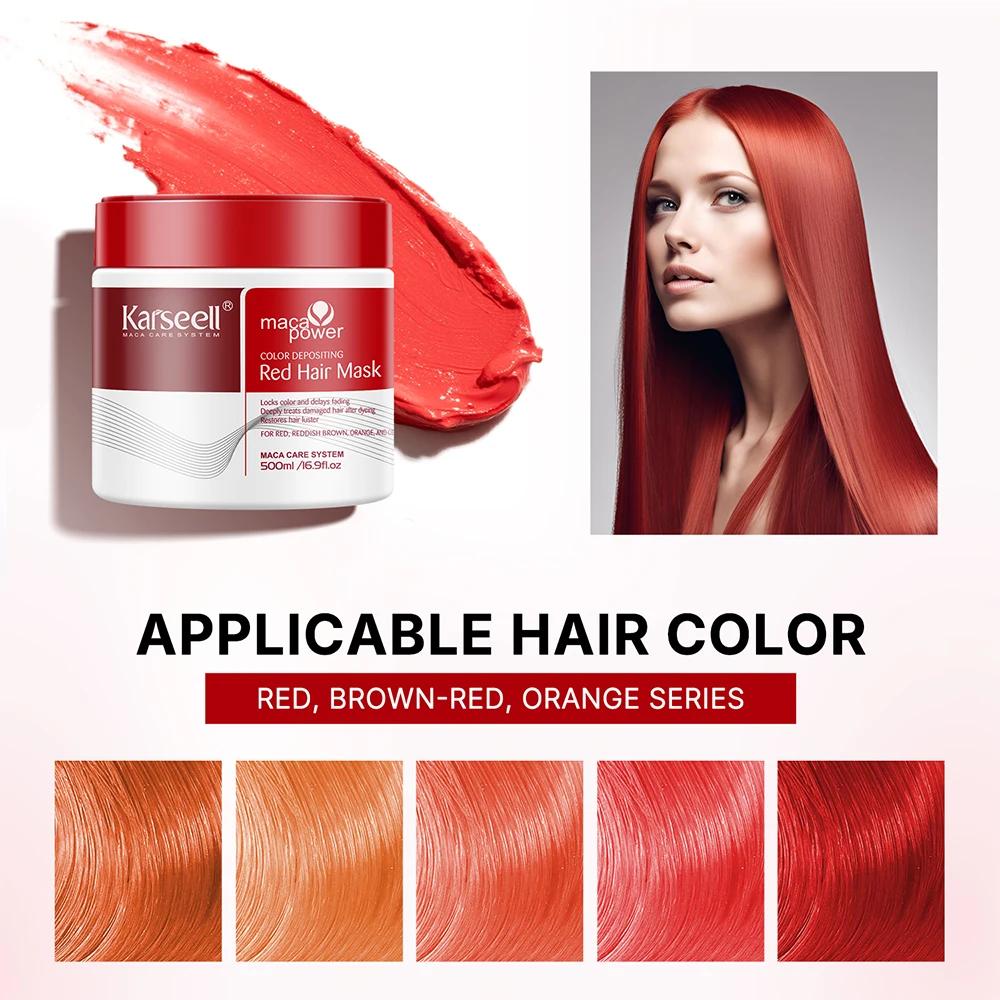 Karseell 500 ml déposant la couleur masque pour cheveux rouges revitalisant stimulant la couleur, hy