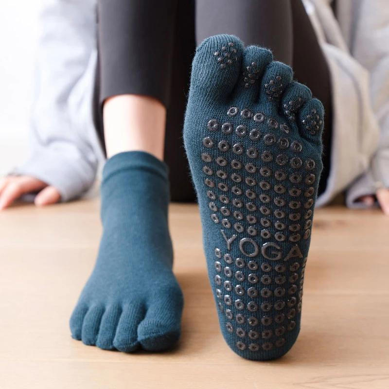 Chaussettes Pilates Yoga antidérapantes silicone cinq orteils respirantes - Fitness