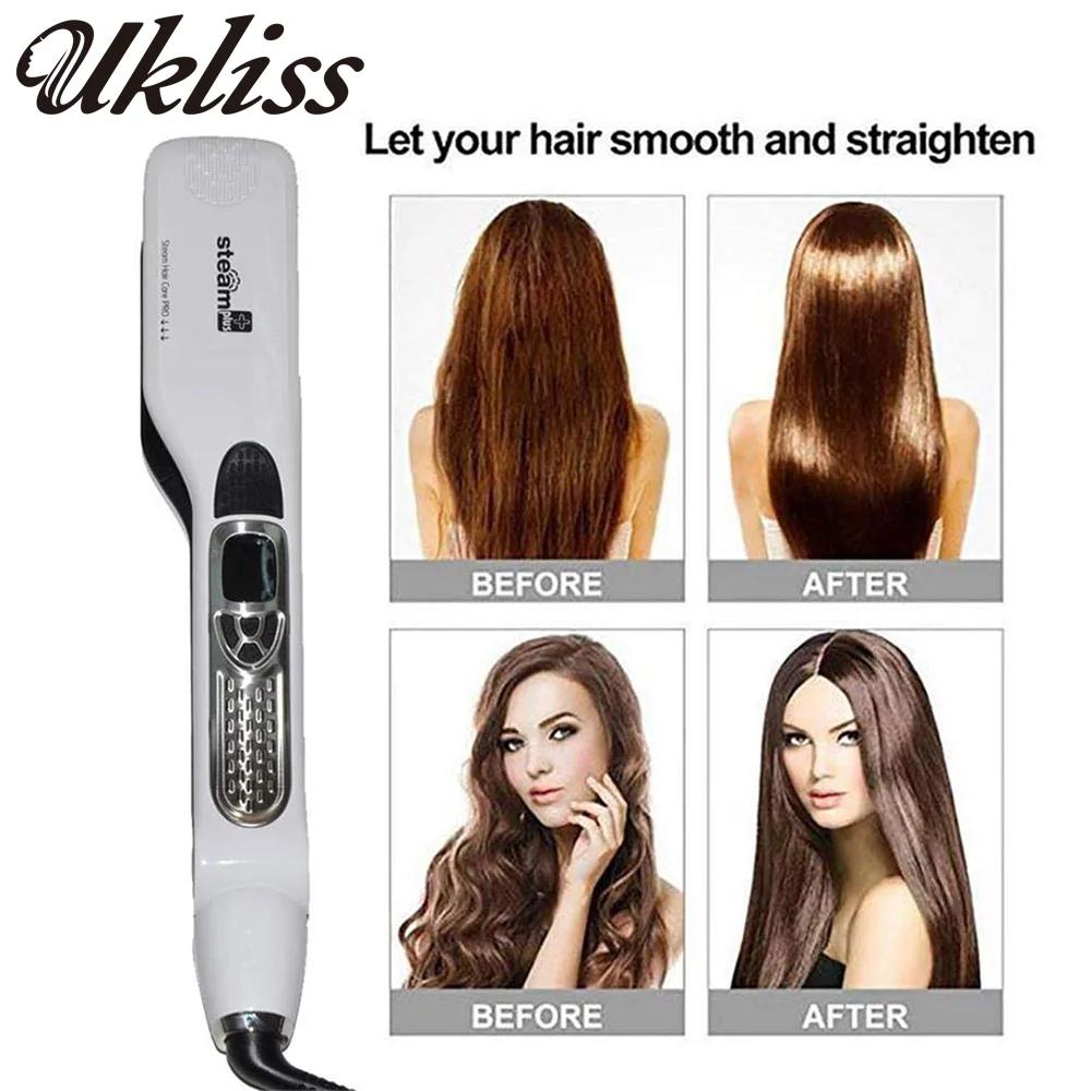 Lisseur de cheveux professionnel, fer plat à vapeur, brosse à lisser, brosses électriques pour cheve
