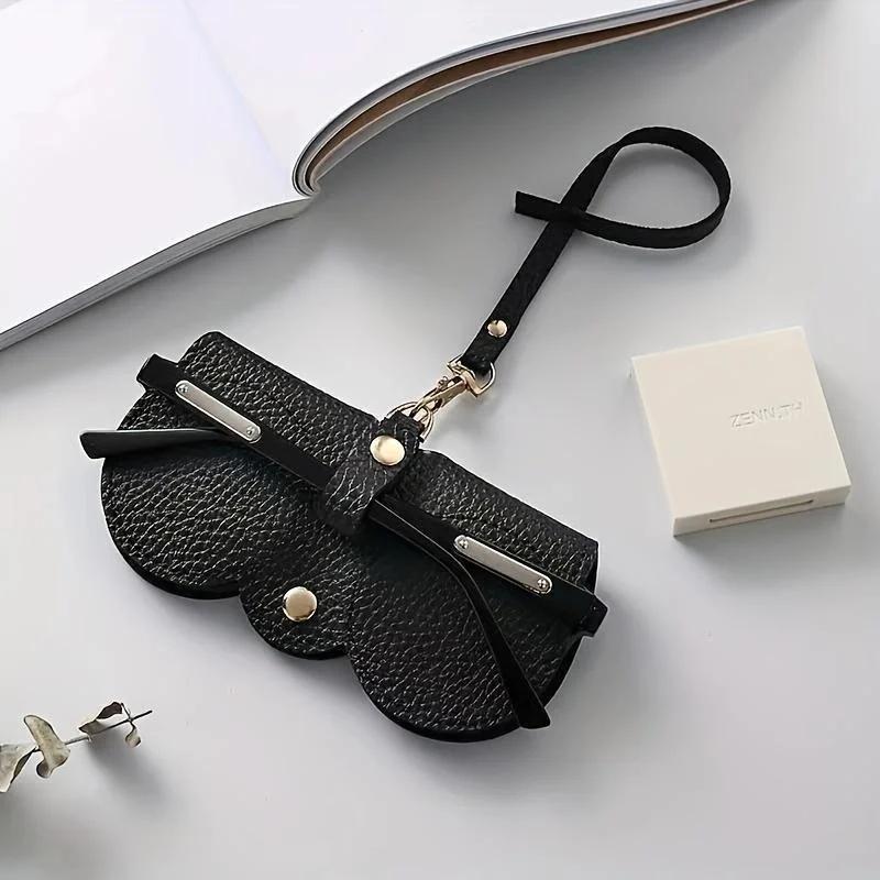 Housse de lunettes en relief Litchi, jolie pochette suspendue en cuir PU pour lunettes de soleil, sa
