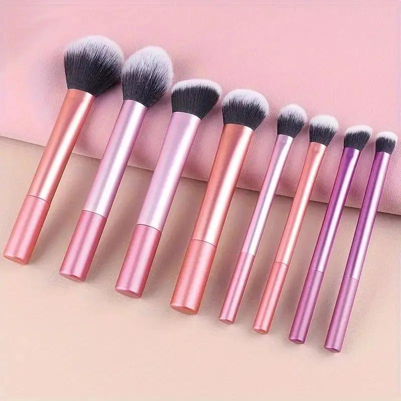 Ensemble de pinceaux de maquillage professionnels 8 pièces, cheveux synthétiques doux et de qualité