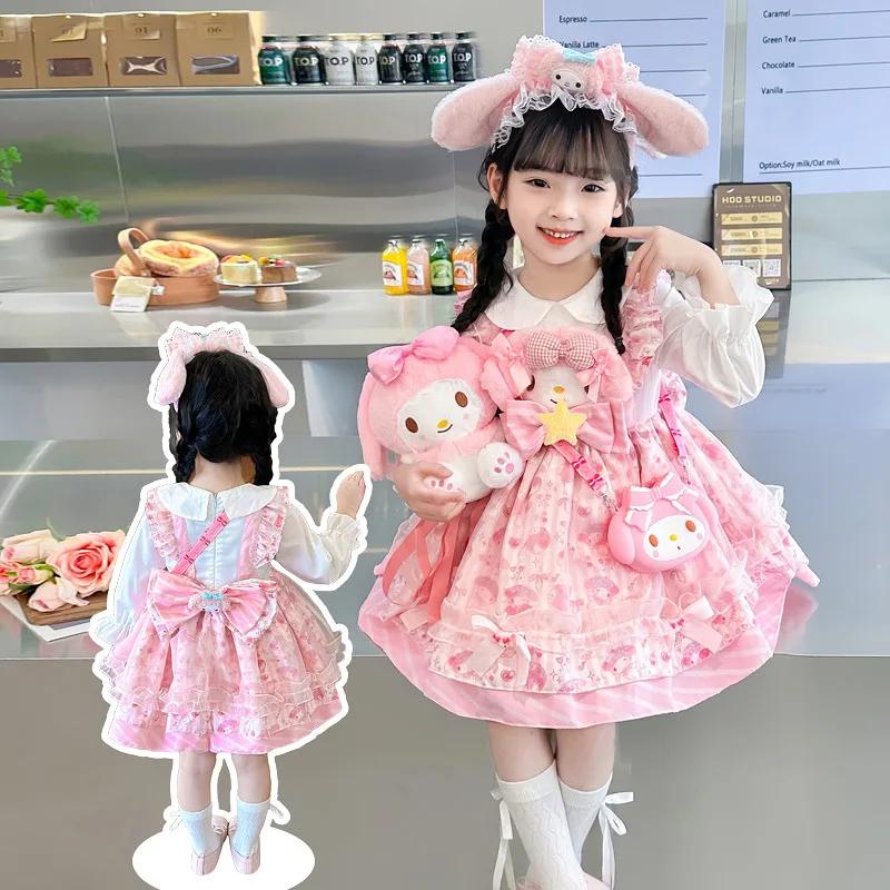 Robe de princesse Lolita pour filles Anime Cinnamoroll avec jupe tutu à volants My Melody et décorat