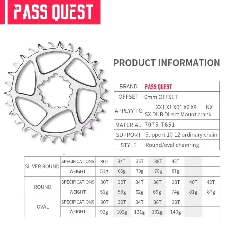 PASS Calls EST-Plateau à Montage Direct, Décalage de 0mm, Dents Larges et Étroites, 30/32/34/36/38/4