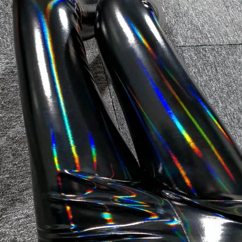Leggings en cuir brillant coloré pour femmes, pantalon en cuir extensible réfléchissant miroir noir,
