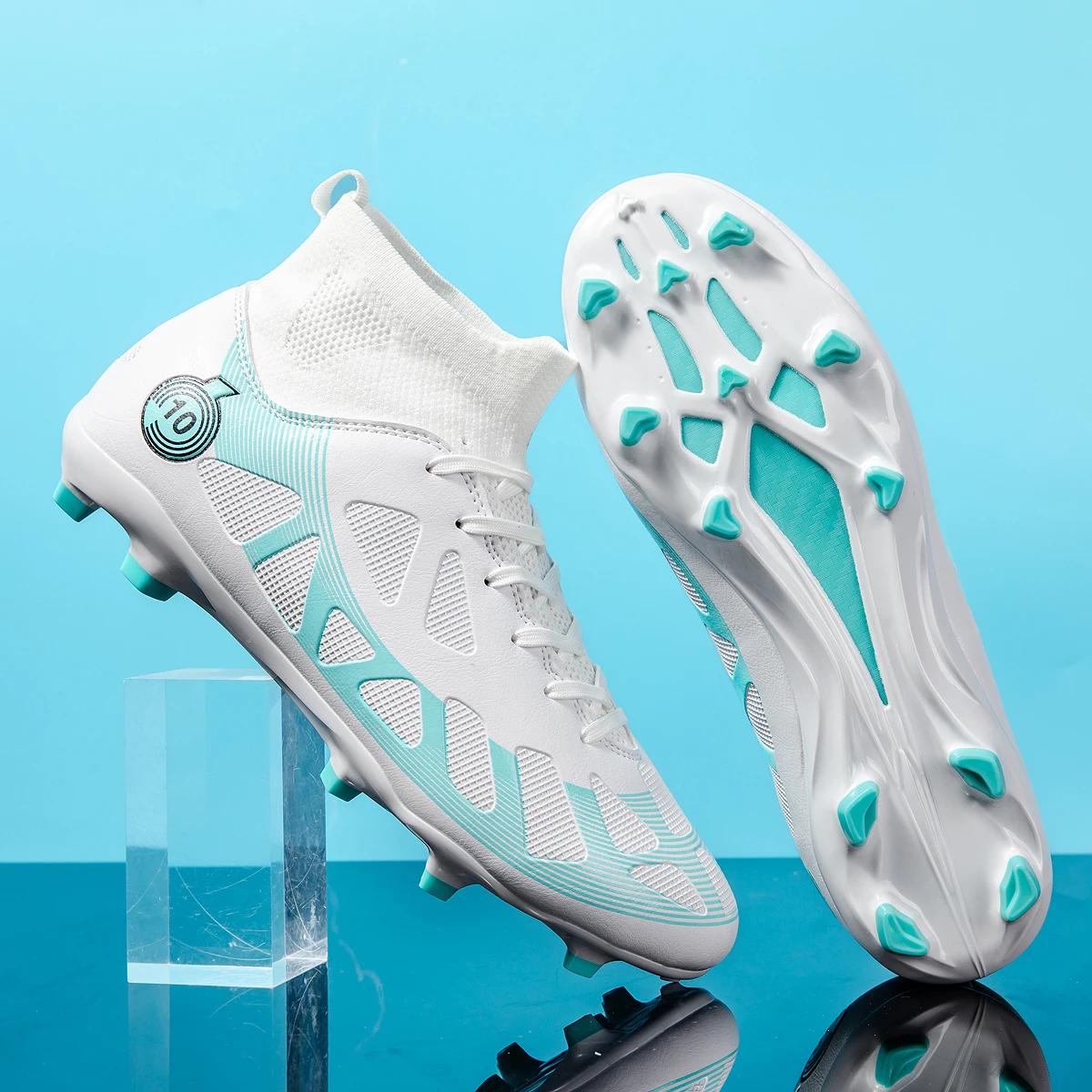 Chaussures football homme professionnelles AG/FG - Bottes montantes pointes longues - Match entraînement gazon