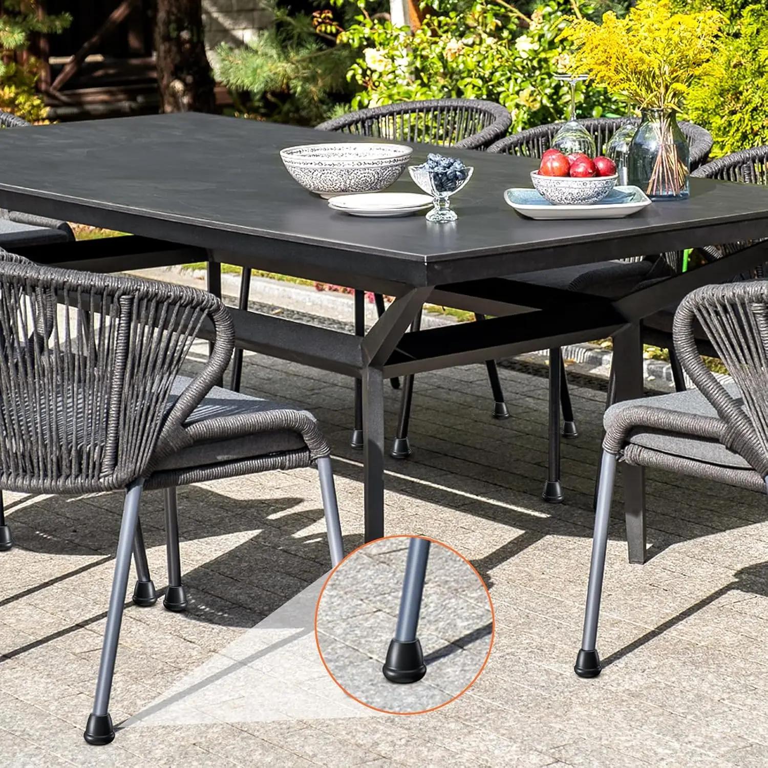 Protecteurs de sol pour pieds de chaise noirs de 0.75 pouces, couvre-pieds en Silicone pour meubles
