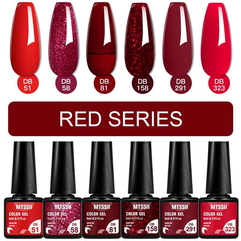 6 pièces Gel vernis à ongles ensemble HEMA gratuit rouge marron couleur Semi Permanent tremper UV Ge