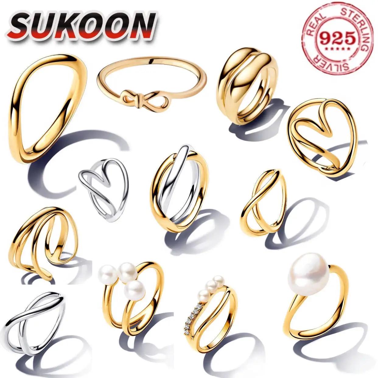 Bague élégante en argent pur 925% pour femme, design irrégulier en forme de cœur entrecroisé, bijou