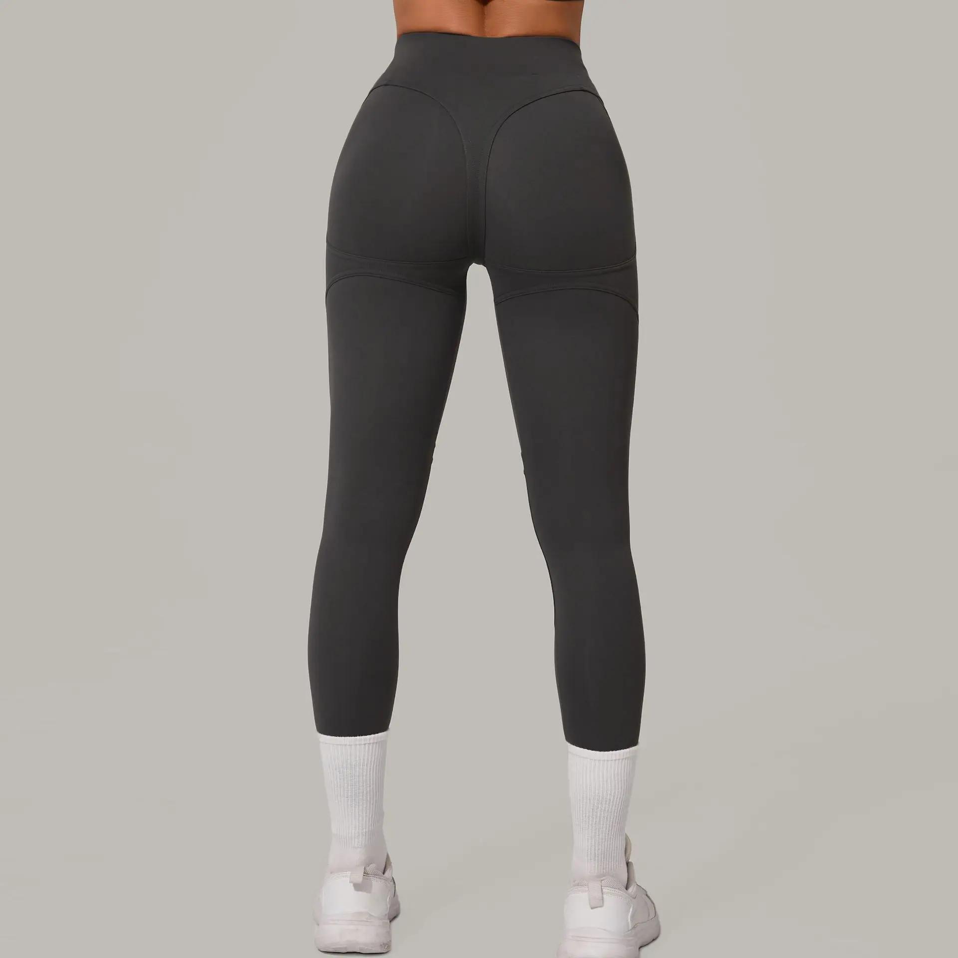 Pantalons de sport avec lignes sexy pour femmes, pantalons serrés de sport, taille haute, confortabl