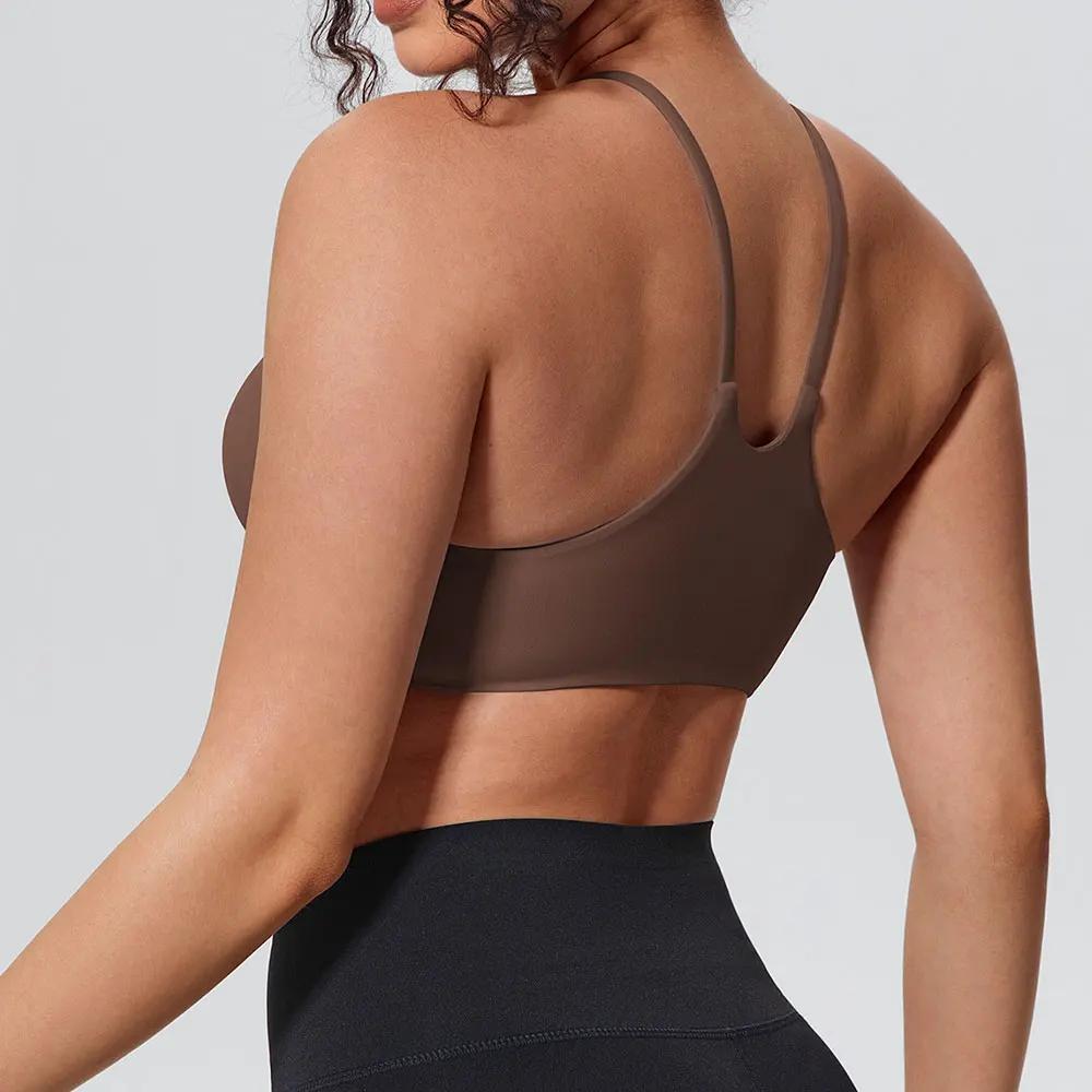 Soutien-gorge de sport pour femme à bretelles croisées, antichoc, sensation seconde peau, sexy, pour