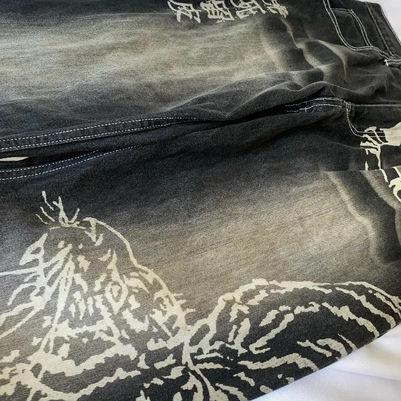 Jean Baggy pour hommes, nouveau modèle surdimensionné imprimé, Y2K Street Vintage Rock décontracté,