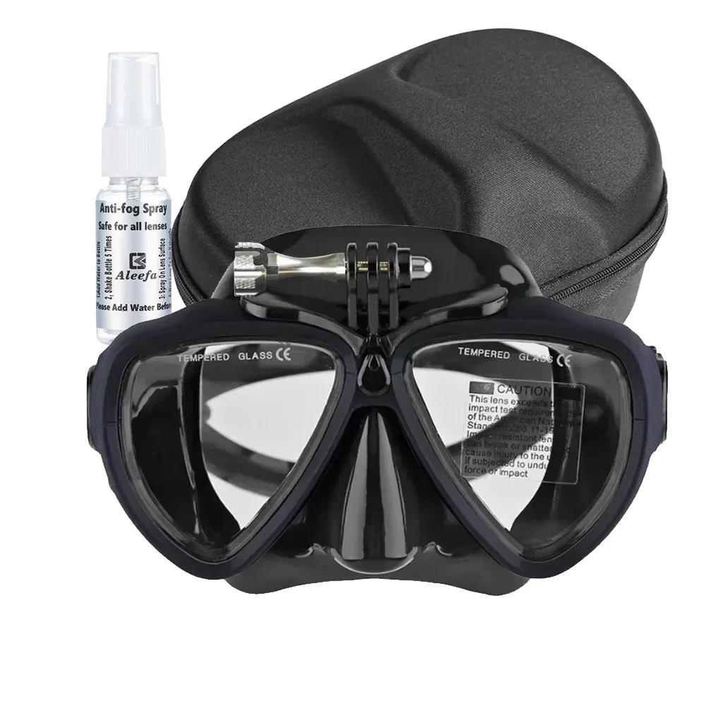 Masque de plongée sous-marine premium pour adulte, avec support de caméra, anti-buée, verre trempé,